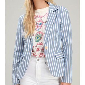 LULUS Halladay Blazer Blue White Striped Small